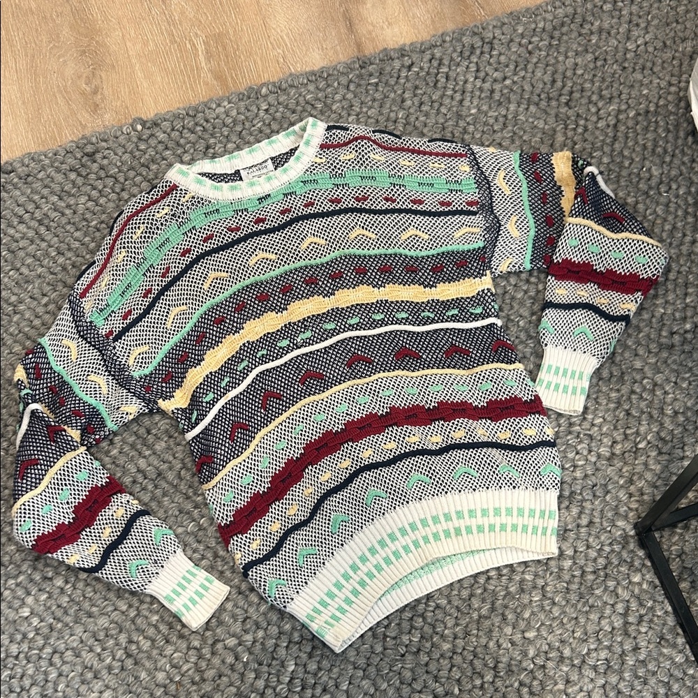 Kalaroo Australia Mercerized Cotton Colorful Coogi Inspired Oversized Sweater